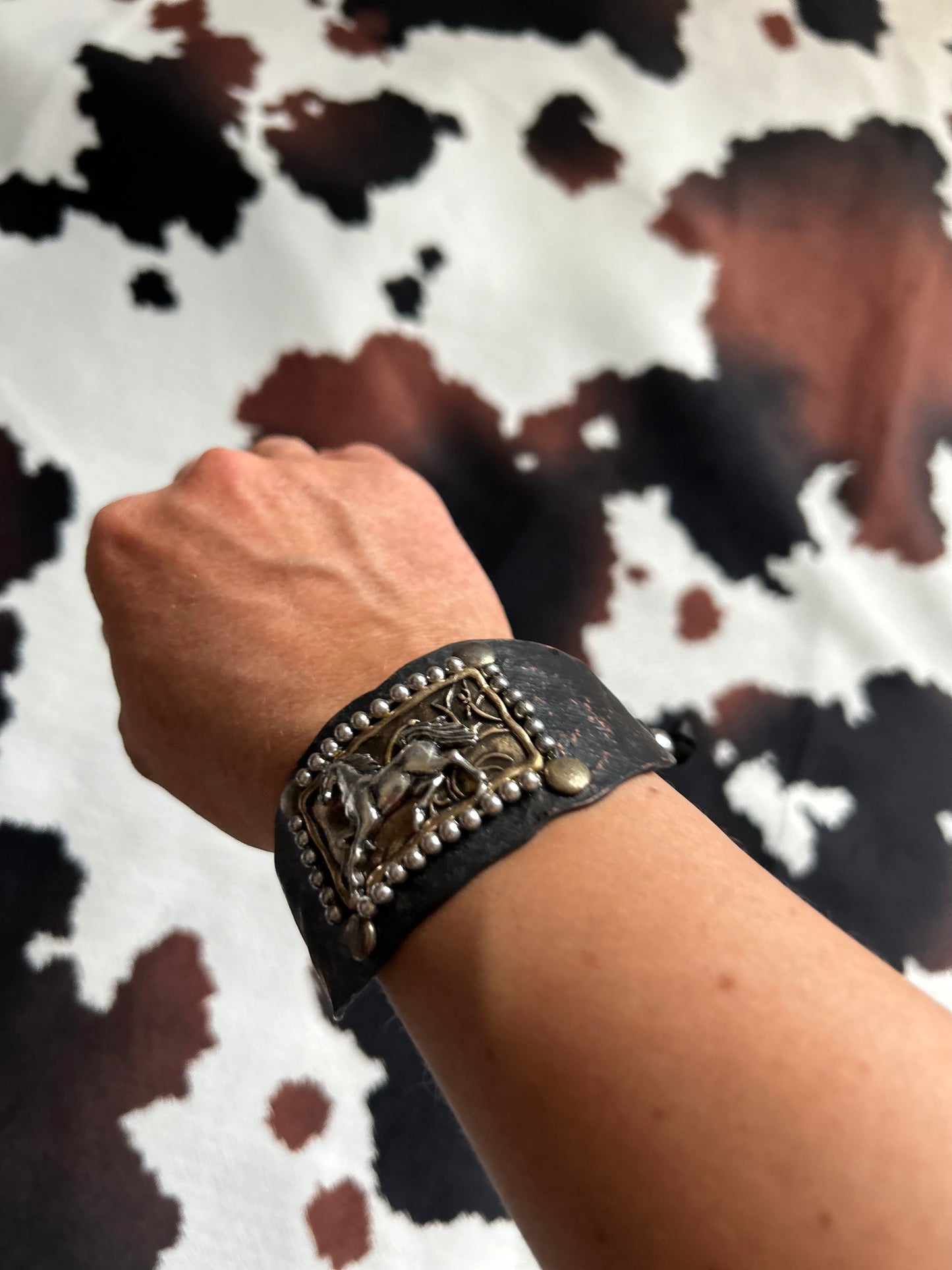 Horse Cantering Western Bracelet Cuff
