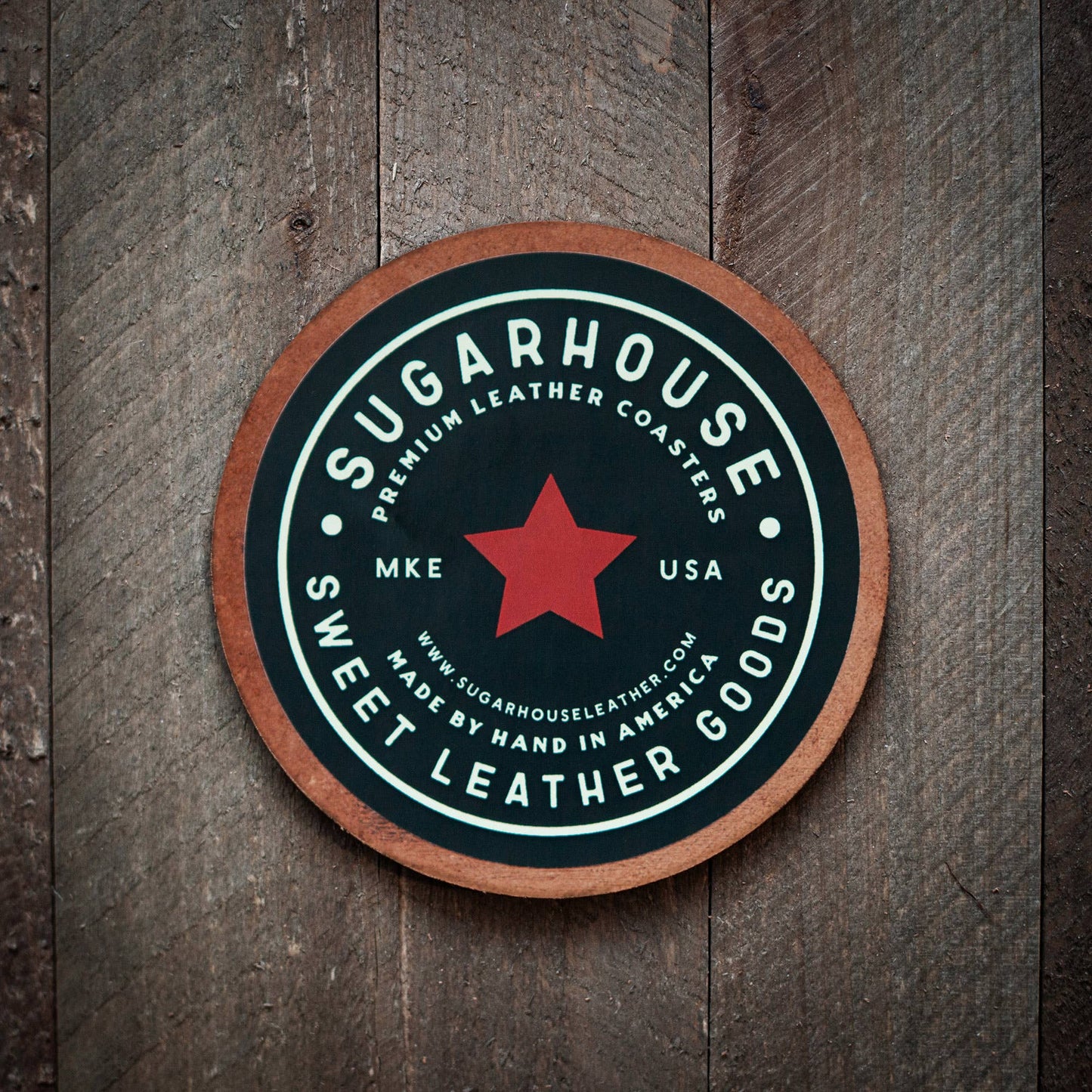 Bucking Bronco Leather Coaster Set