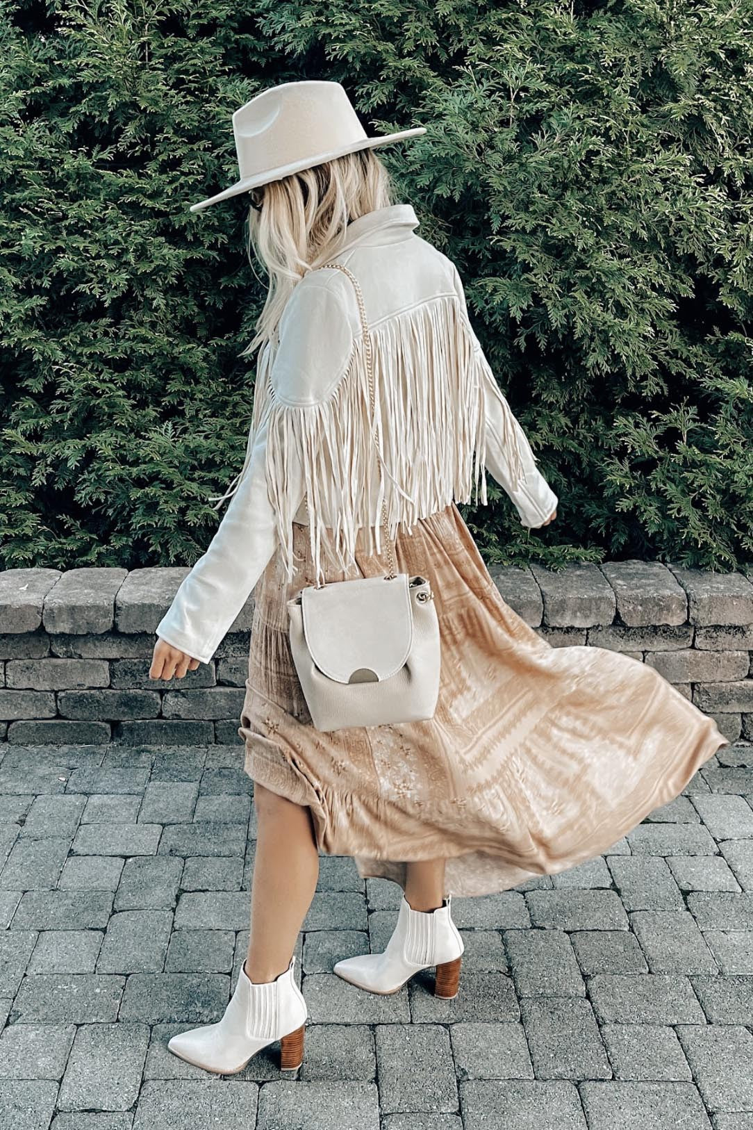 Boho Fringed Faux Suede Moto Jacket