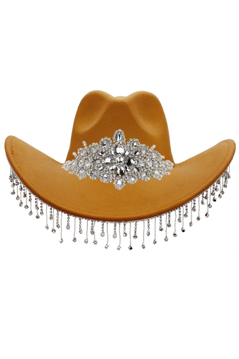 Crystal Flower Bling Rhinestone Fringe Trim Cowboy Hat
