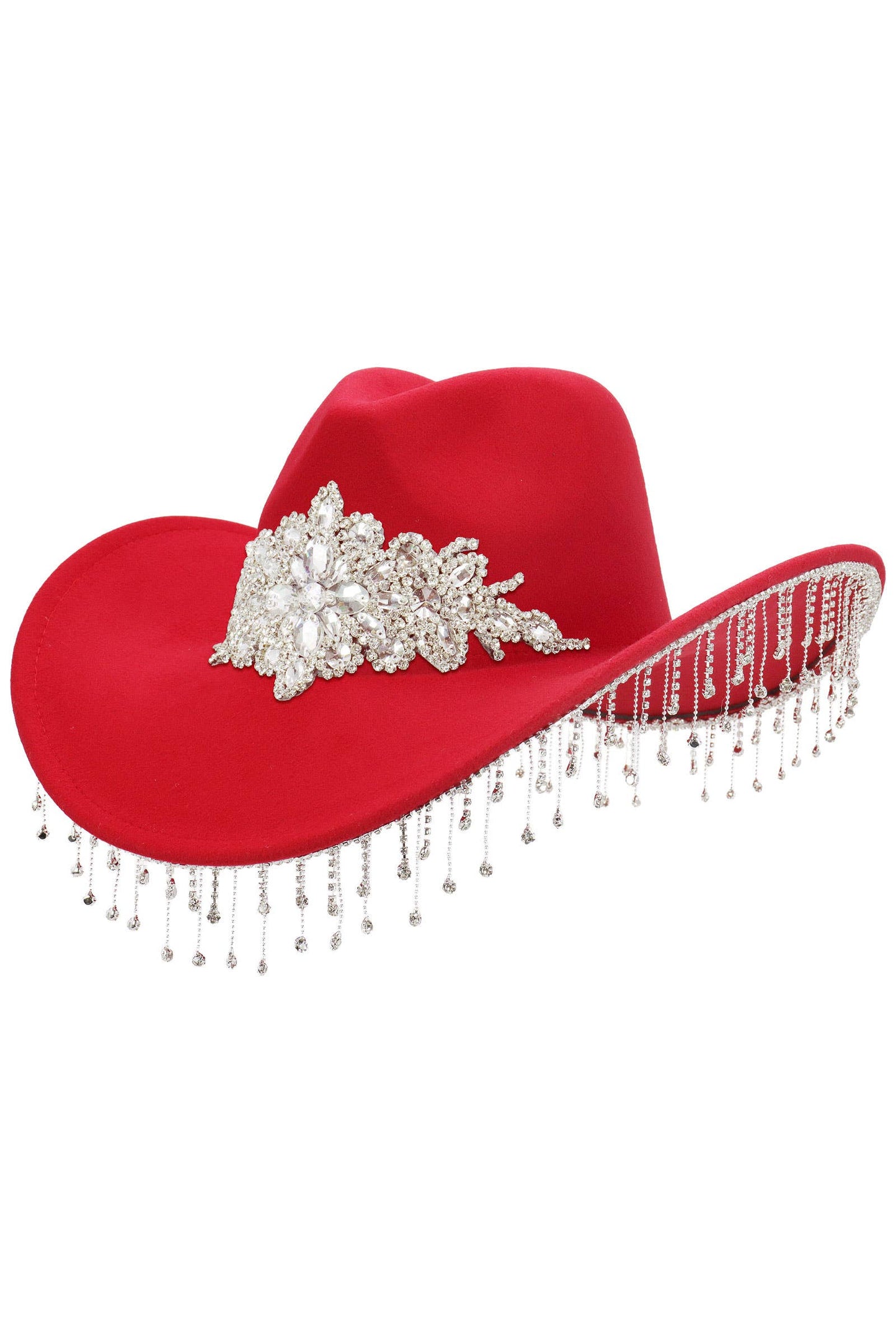 Crystal Flower Bling Rhinestone Fringe Trim Cowboy Hat