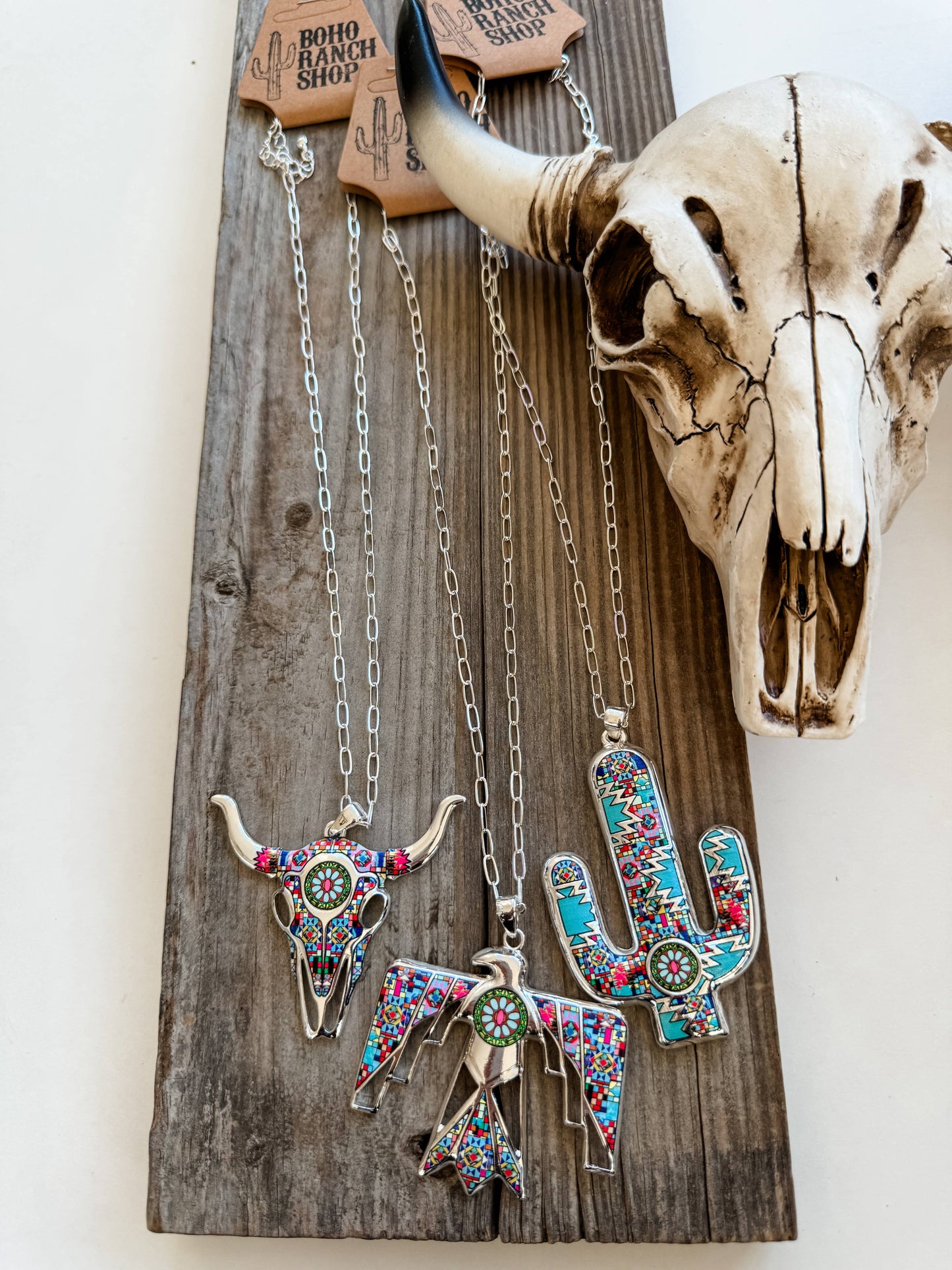 Western Pendant Necklace - Steer | Cactus
