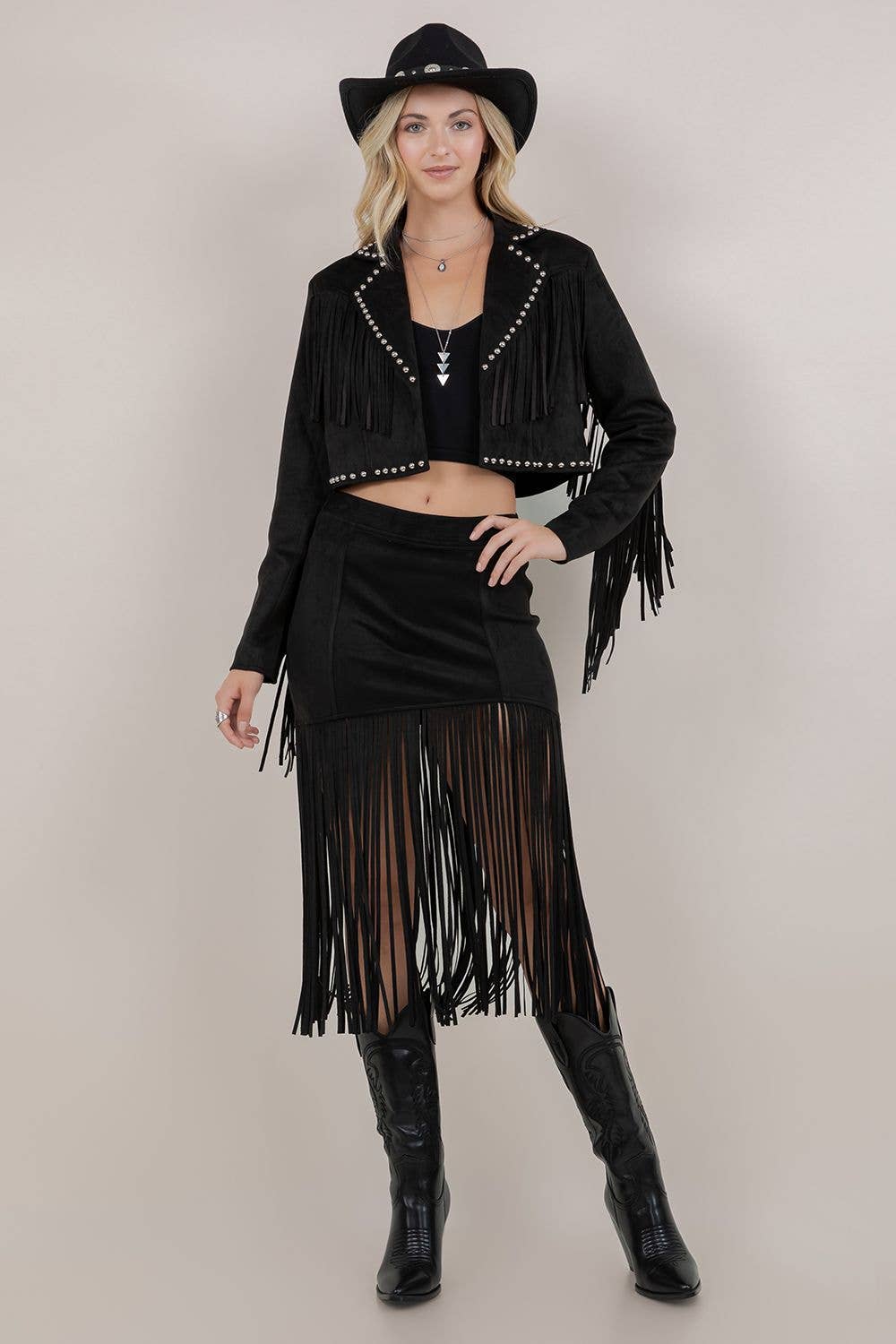 Black Fringe Stud Jacket