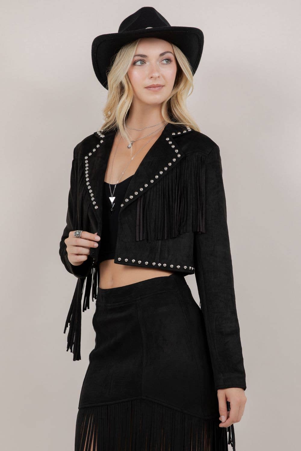 Black Fringe Stud Jacket