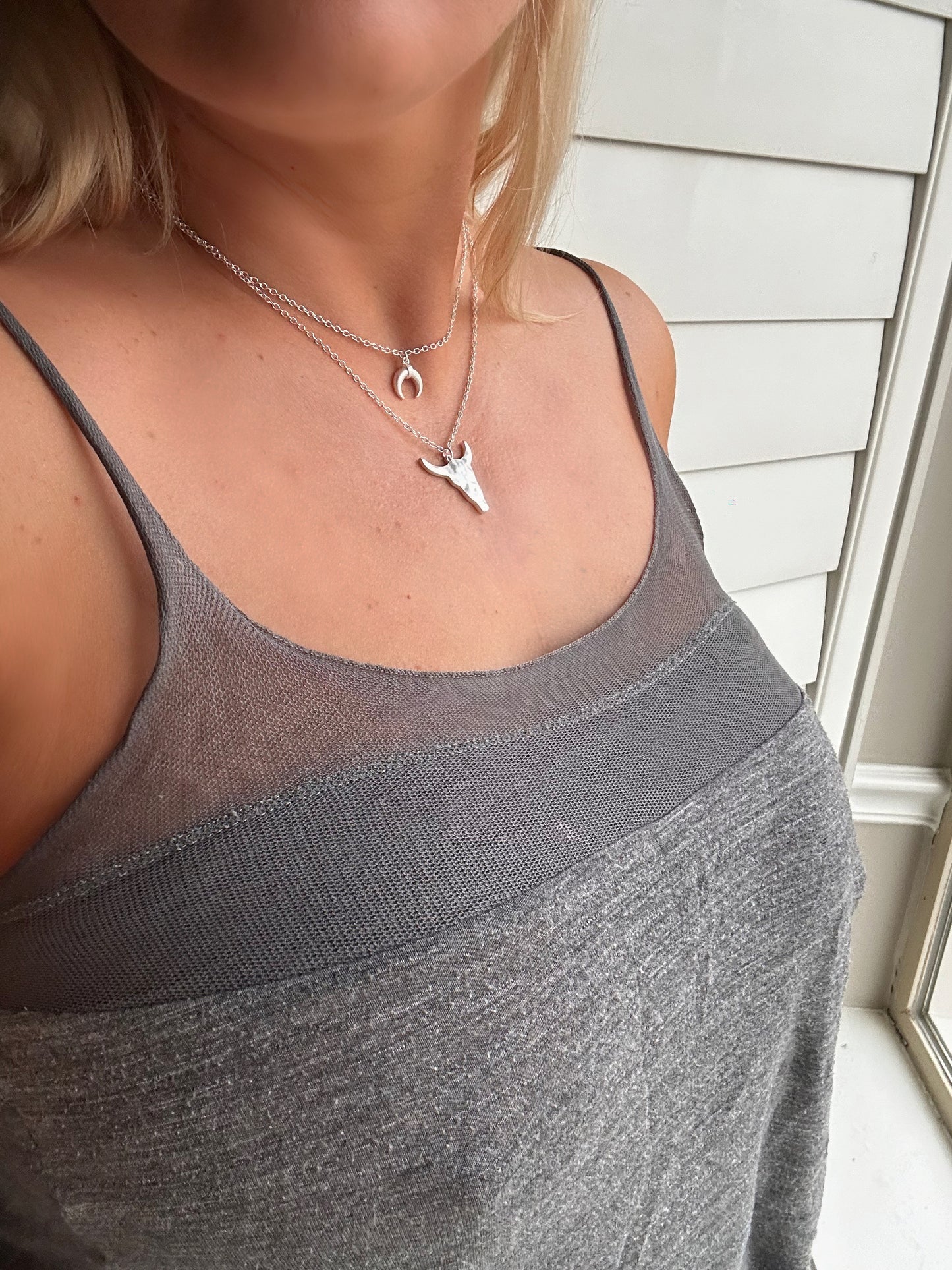 Hammered Layered Steer Necklace
