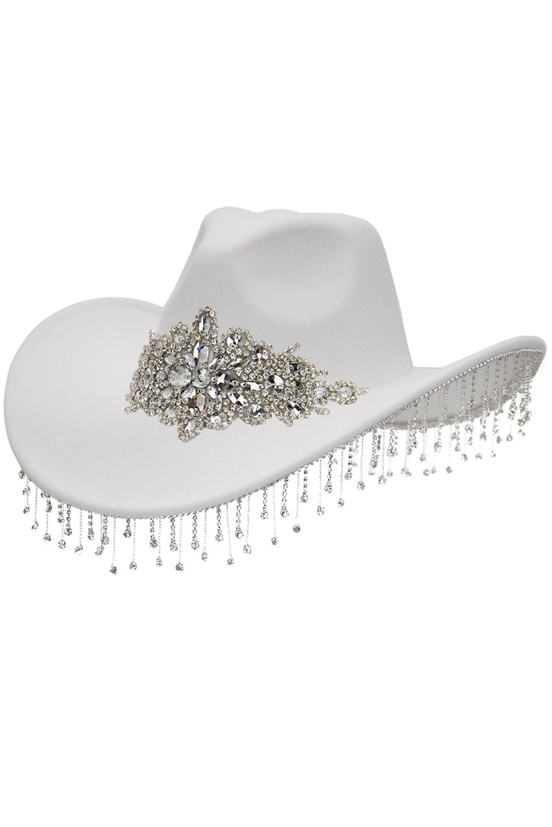 Crystal Flower Bling Rhinestone Fringe Trim Cowboy Hat