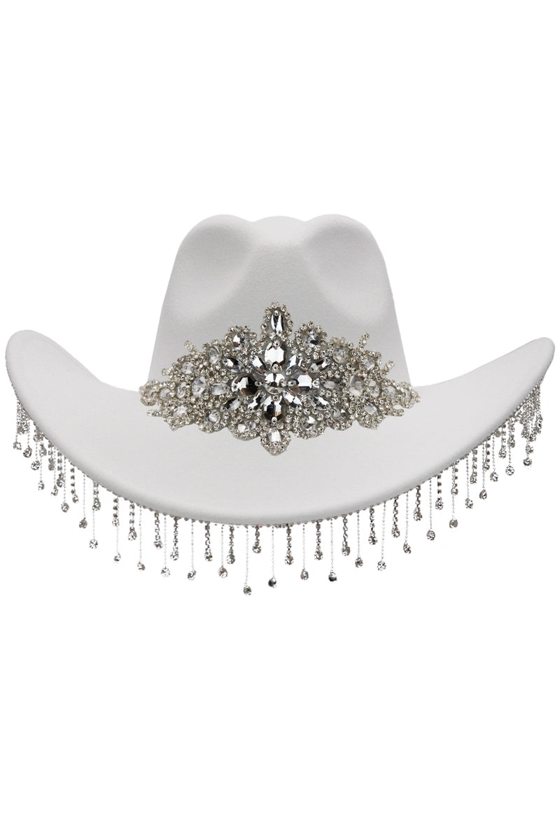 Crystal Flower Bling Rhinestone Fringe Trim Cowboy Hat
