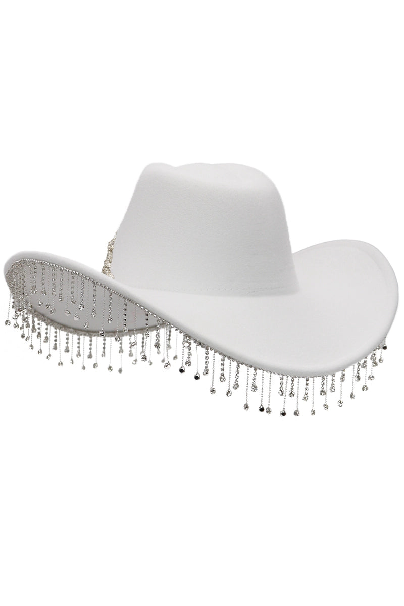 Crystal Flower Bling Rhinestone Fringe Trim Cowboy Hat