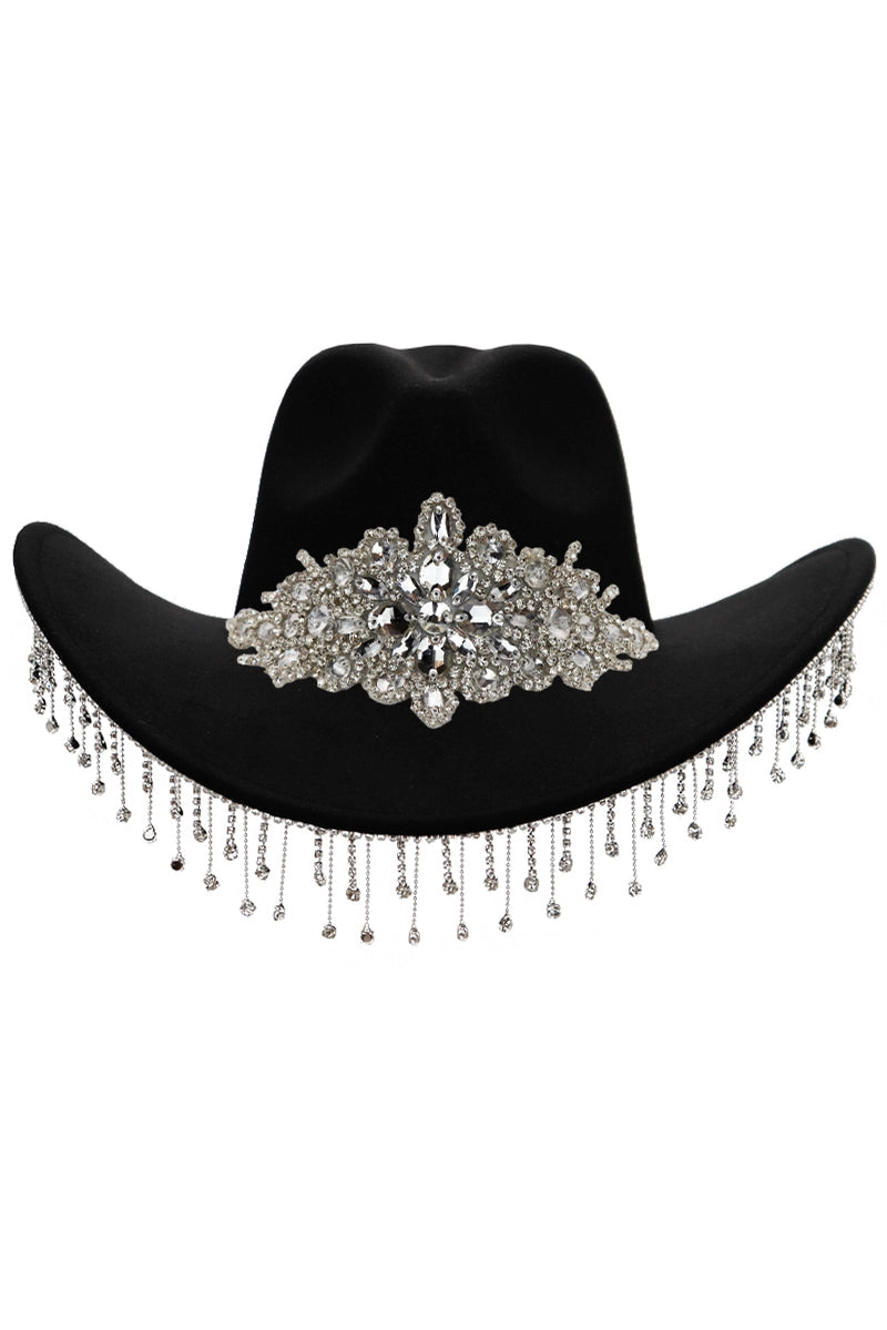 Crystal Flower Bling Rhinestone Fringe Trim Cowboy Hat