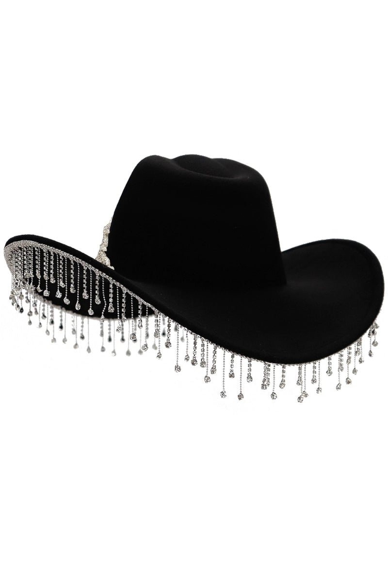 Crystal Flower Bling Rhinestone Fringe Trim Cowboy Hat