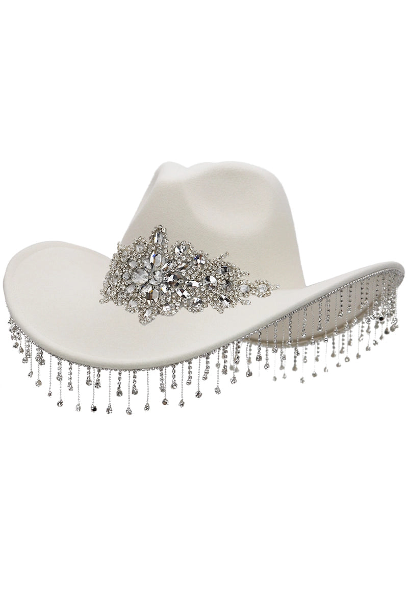 Crystal Flower Bling Rhinestone Fringe Trim Cowboy Hat