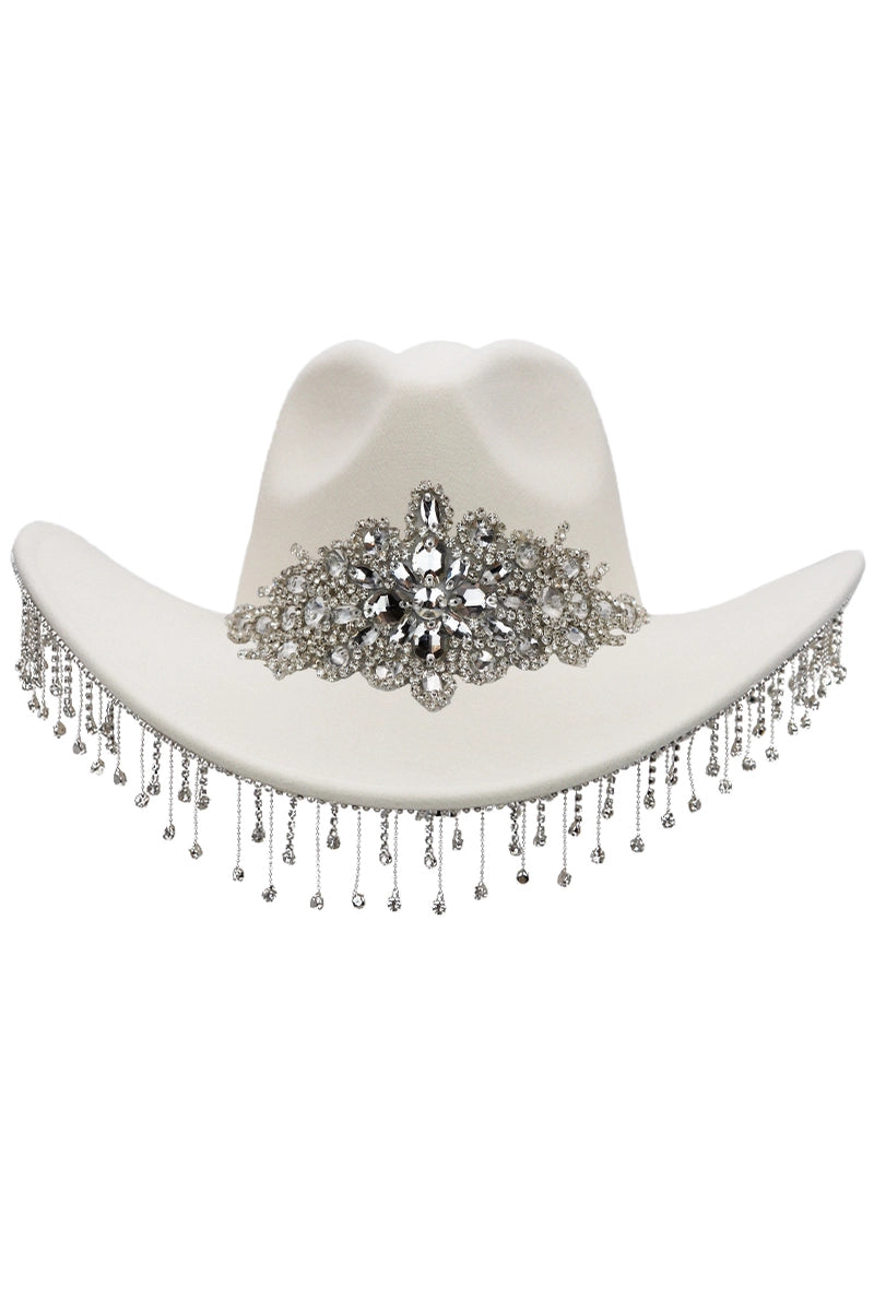 Crystal Flower Bling Rhinestone Fringe Trim Cowboy Hat