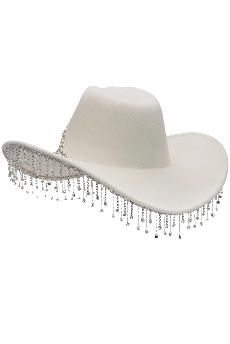 Crystal Flower Bling Rhinestone Fringe Trim Cowboy Hat