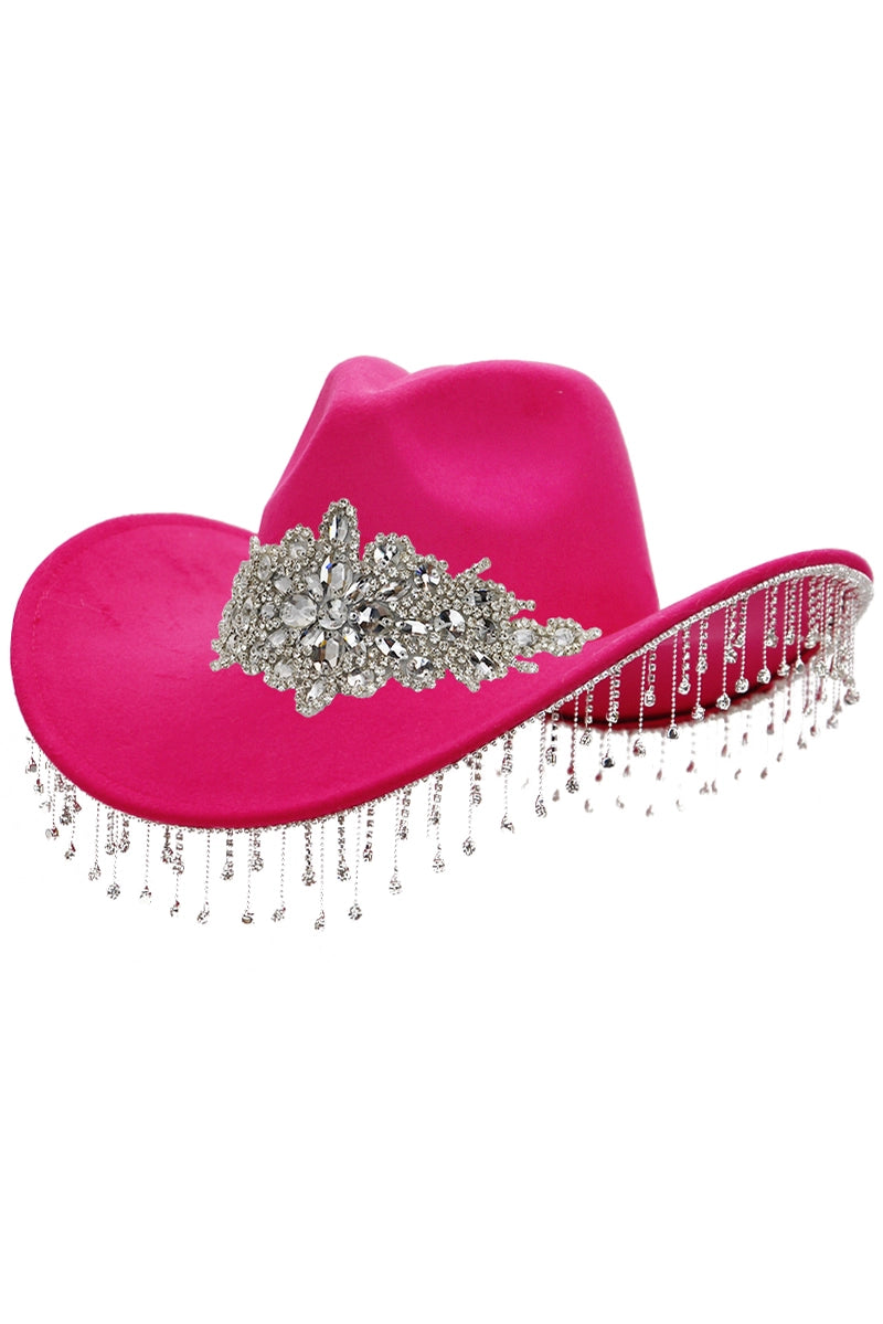Crystal Flower Bling Rhinestone Fringe Trim Cowboy Hat