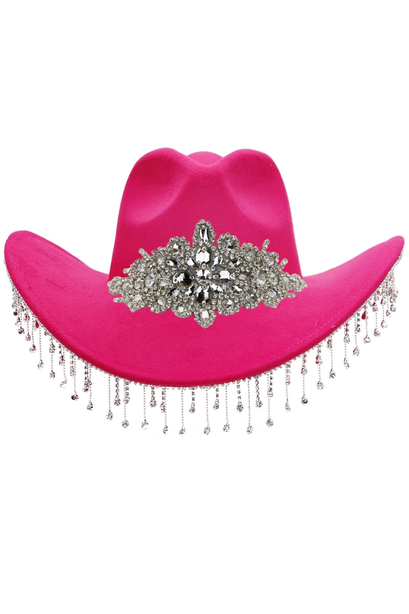 Crystal Flower Bling Rhinestone Fringe Trim Cowboy Hat