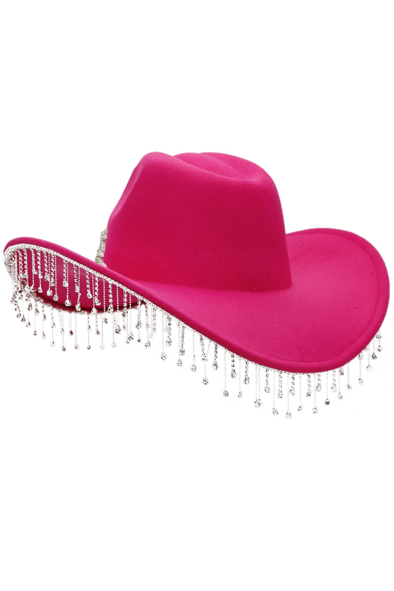 Crystal Flower Bling Rhinestone Fringe Trim Cowboy Hat