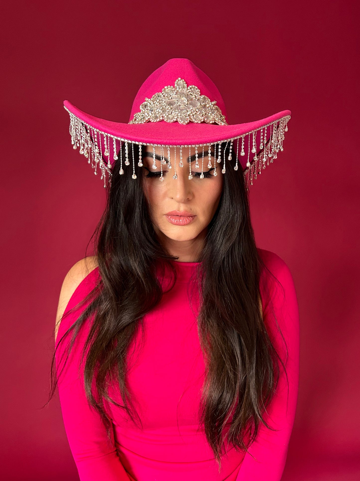 Crystal Flower Bling Rhinestone Fringe Trim Cowboy Hat