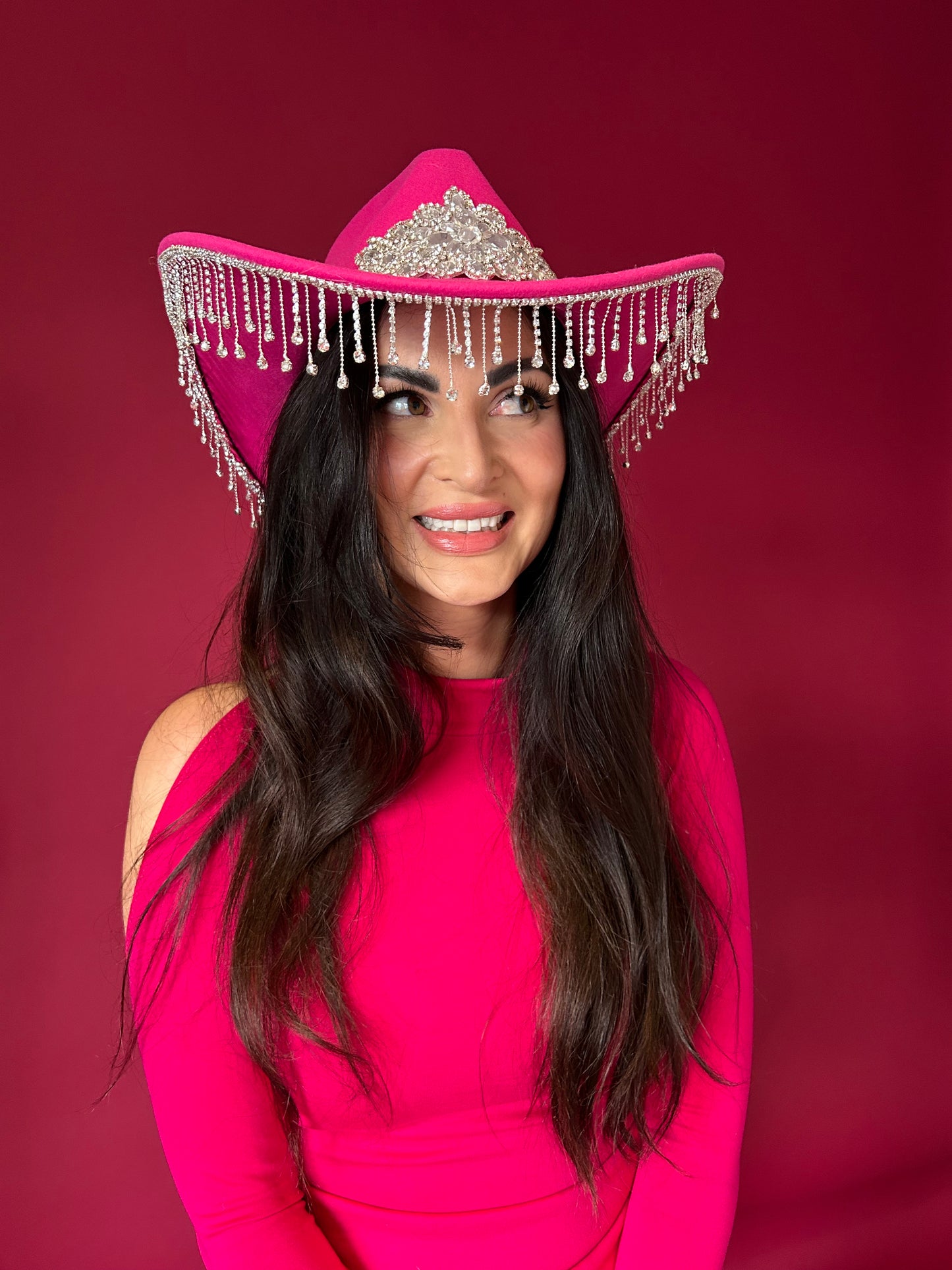 Crystal Flower Bling Rhinestone Fringe Trim Cowboy Hat