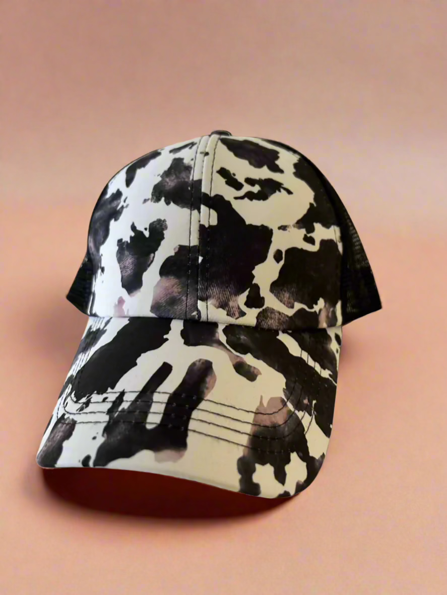 Cow Print Criss Cross Back Hat