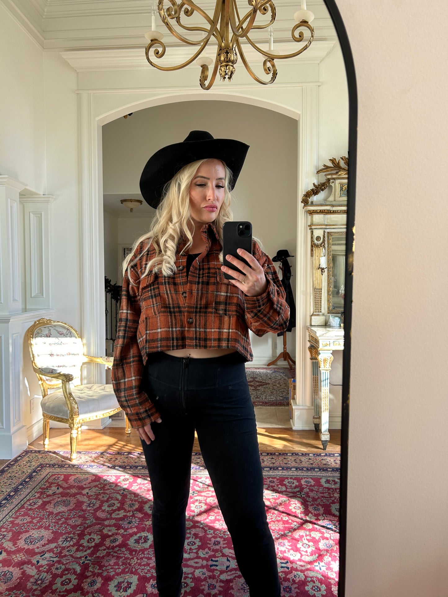 Sierra Plaid Button Up Crop