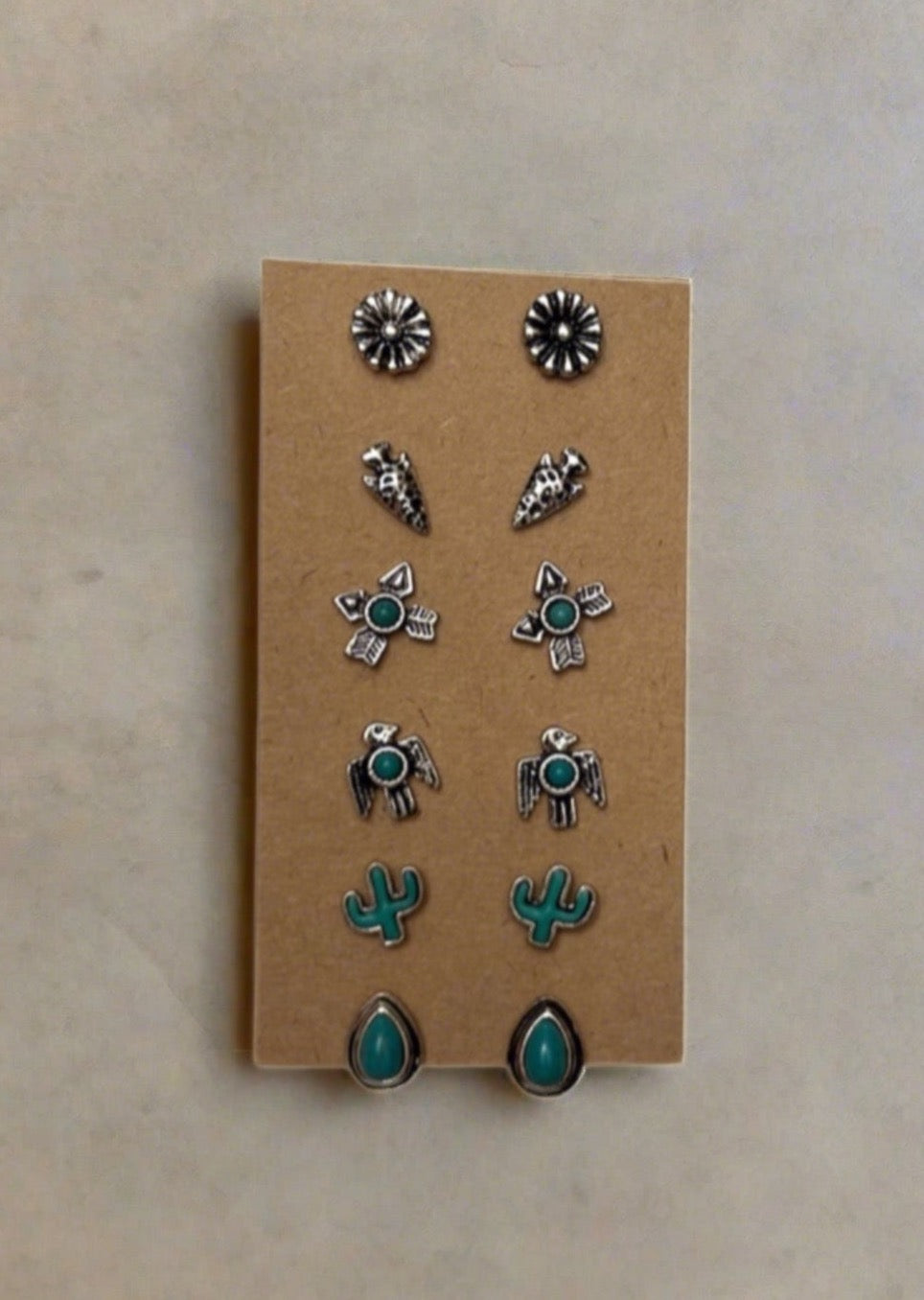 Western Studs - 6 Pack | Silver & Turquoise