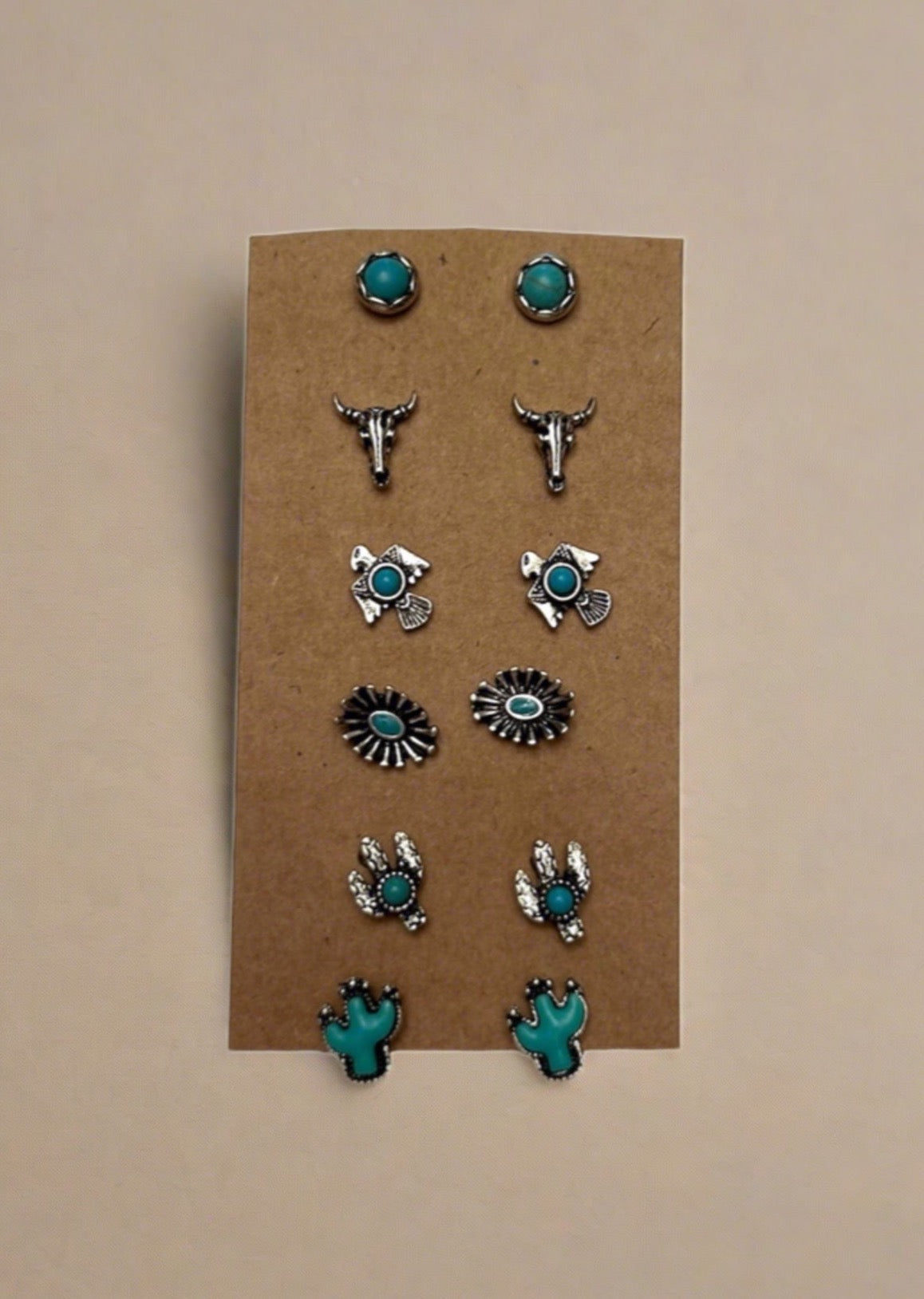 Western Studs - 6 Pack | Silver & Turquoise