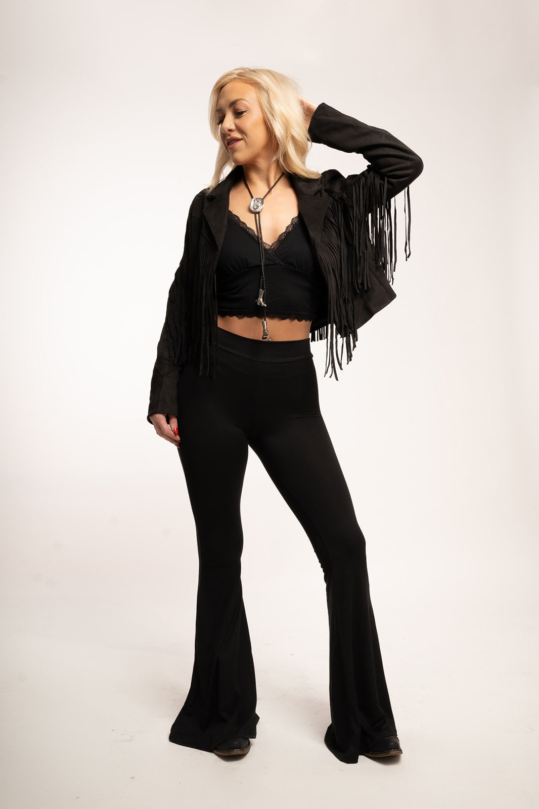 Boho Fringed Faux Suede Moto Jacket