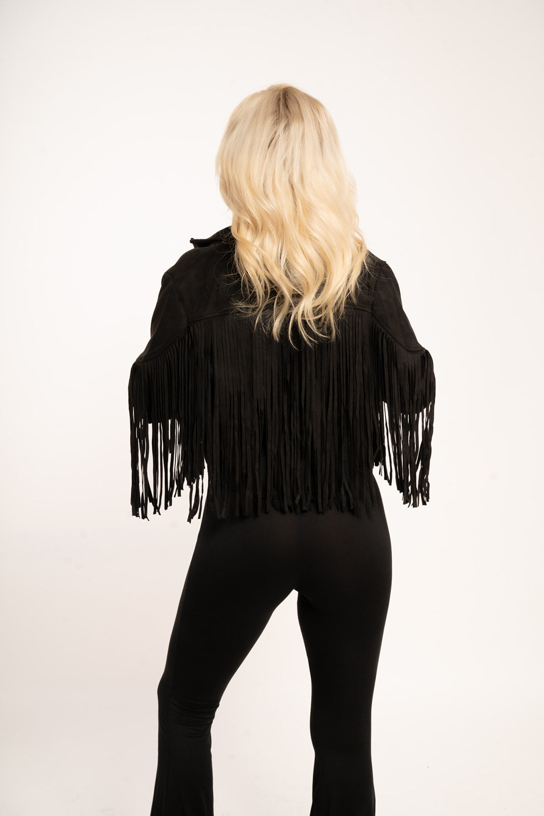 Boho Fringed Faux Suede Moto Jacket