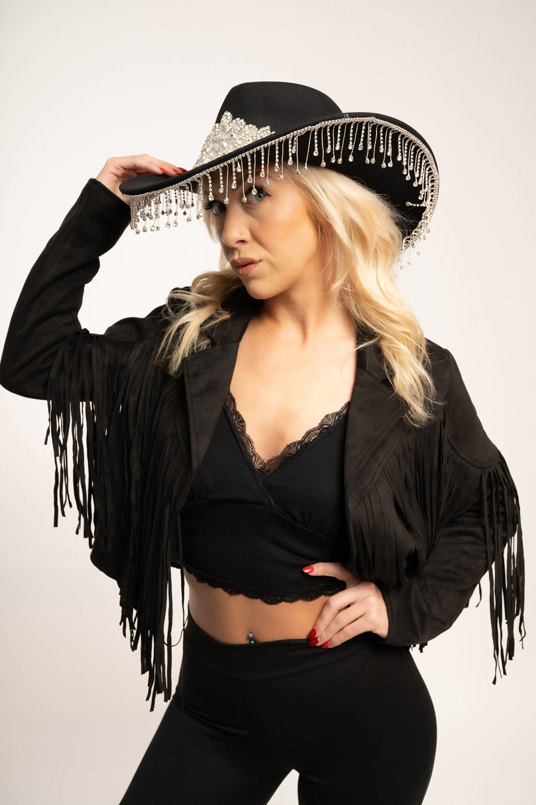 Boho Fringed Faux Suede Moto Jacket