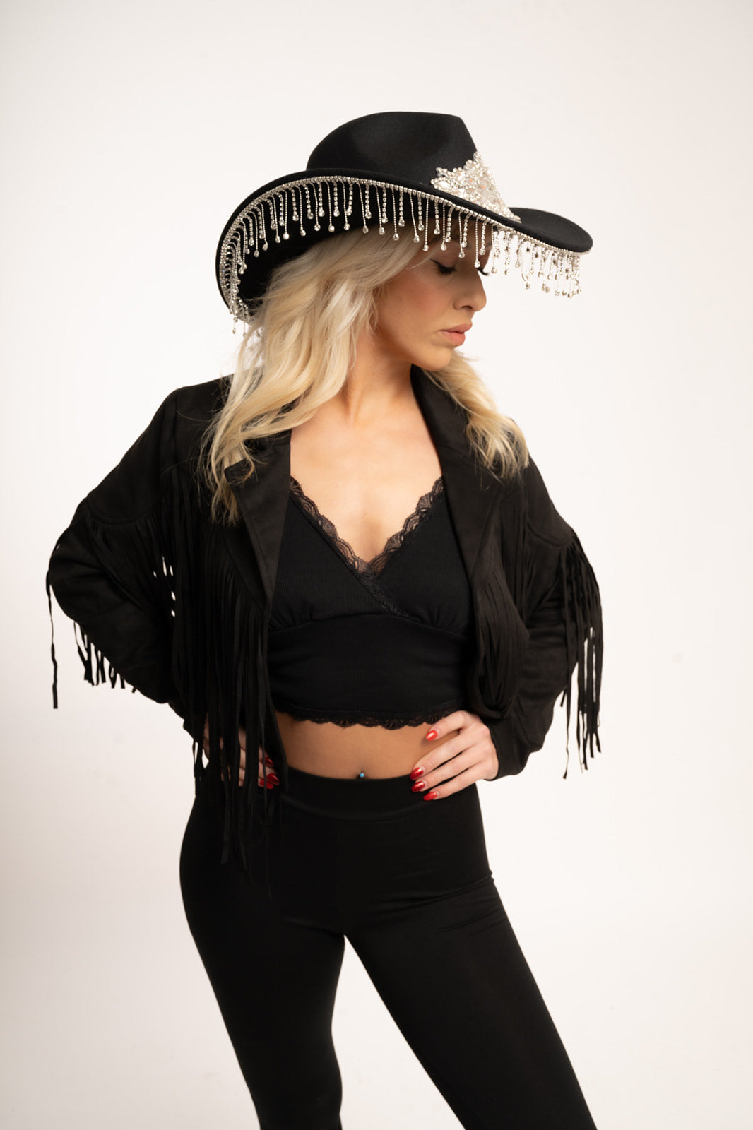 Boho Fringed Faux Suede Moto Jacket