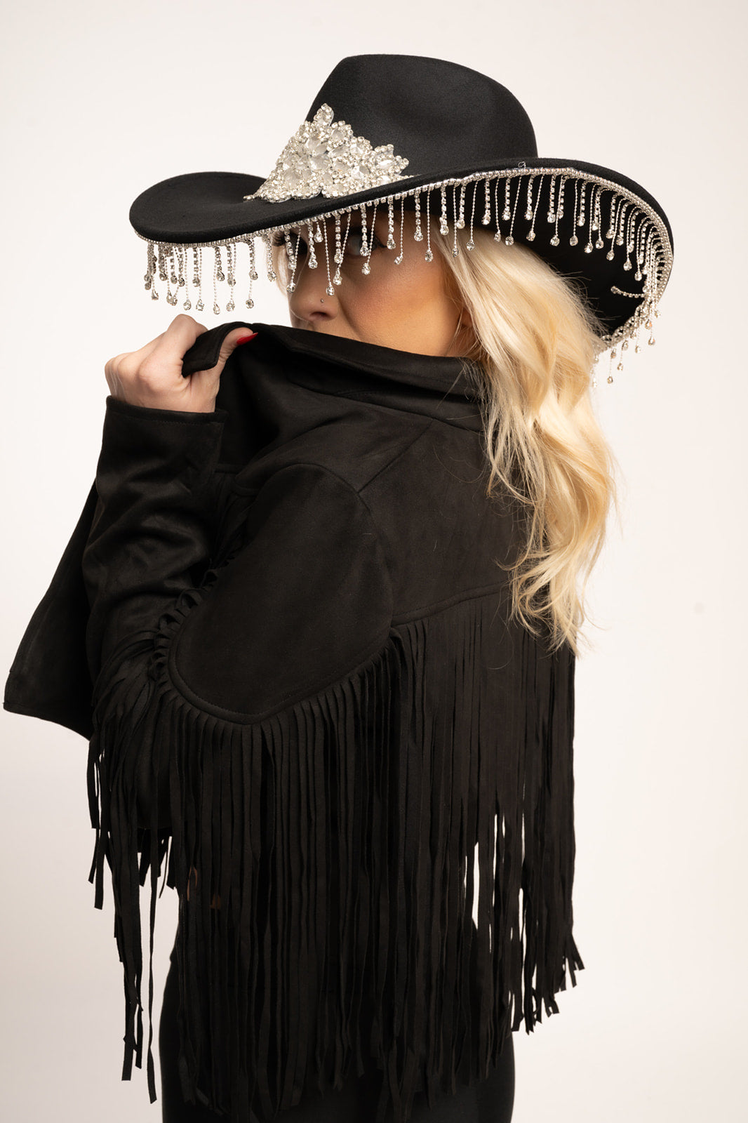 Boho Fringed Faux Suede Moto Jacket