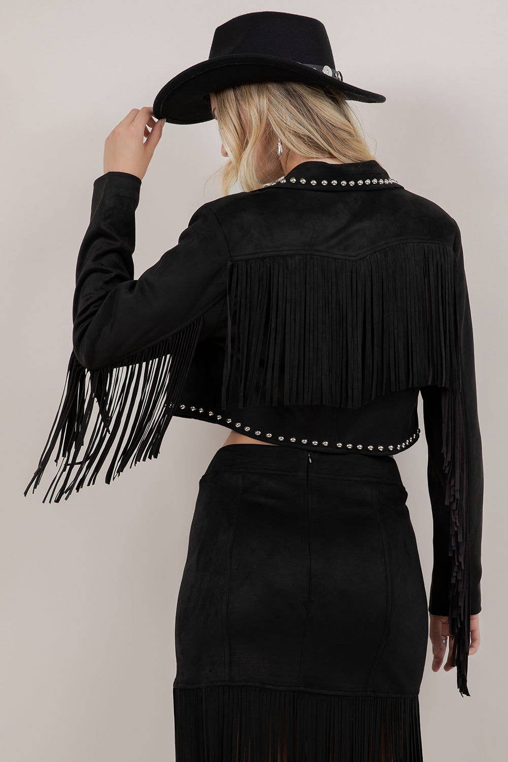 Black Fringe Stud Jacket