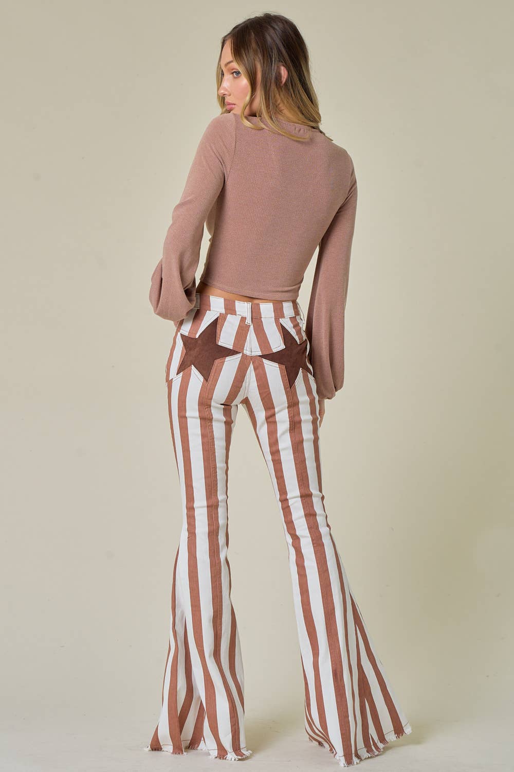 Rust Striped Bellbottom with Suede Star