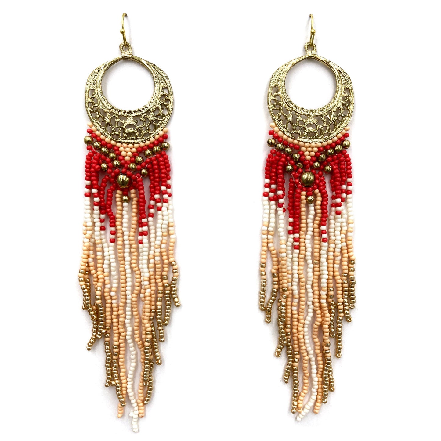 Chandelier Fringe Long Seed Bead Earrings