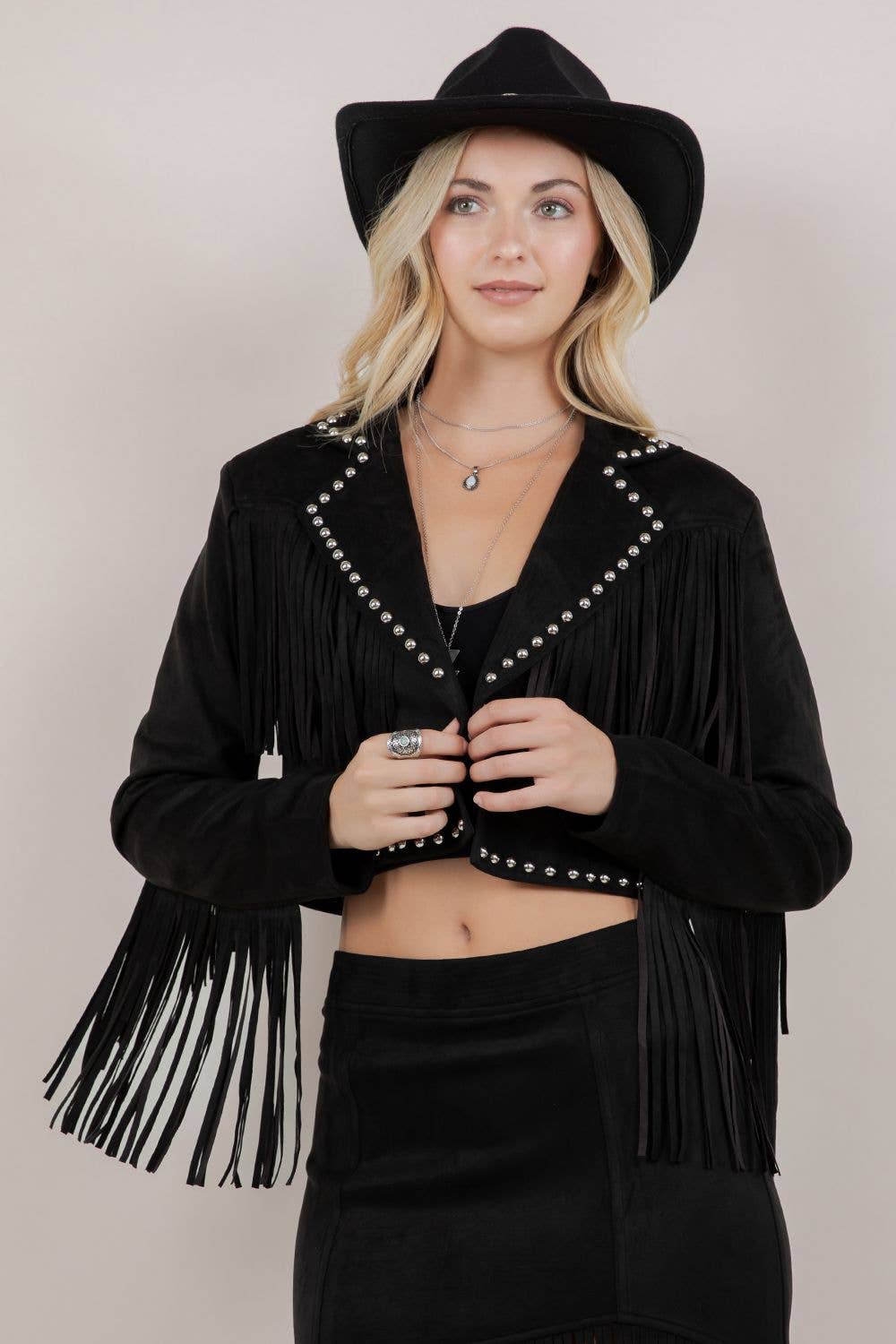 Black Fringe Stud Jacket