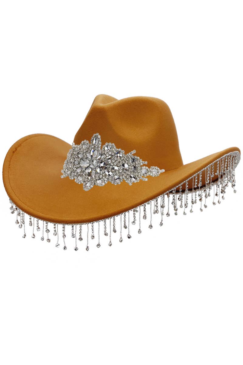 Crystal Flower Bling Rhinestone Fringe Trim Cowboy Hat