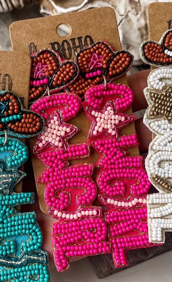 Beaded Cowgirl Cowgirl Hat Western Earrings
