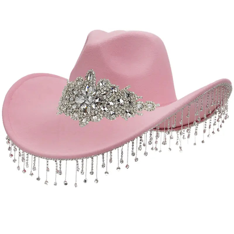 Crystal Flower Bling Rhinestone Fringe Trim Cowboy Hat