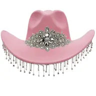 Crystal Flower Bling Rhinestone Fringe Trim Cowboy Hat