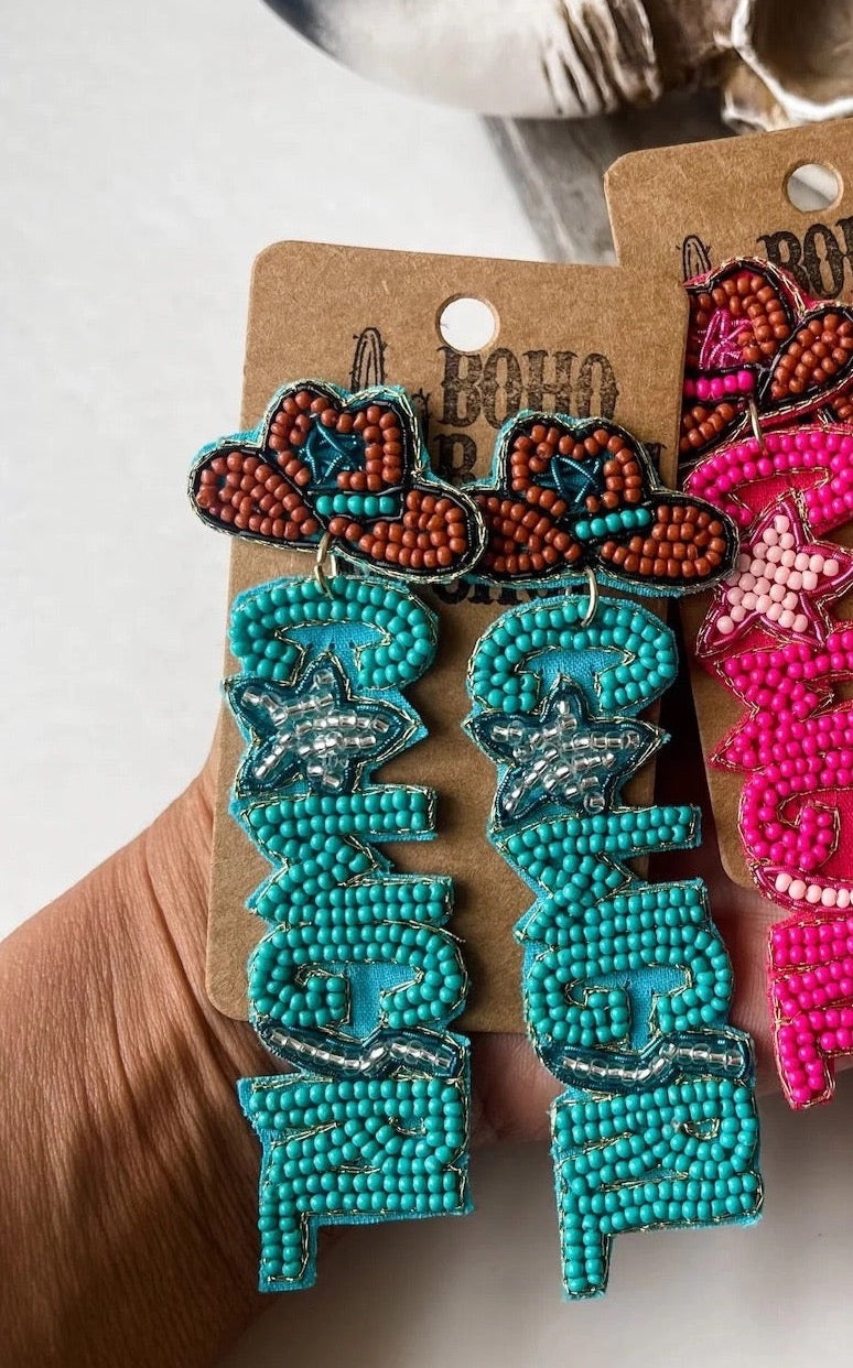 Beaded Cowgirl Cowgirl Hat Western Earrings
