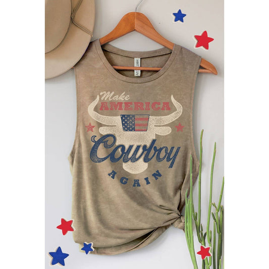 Patriotic Make America Cowboy Again Tank Top