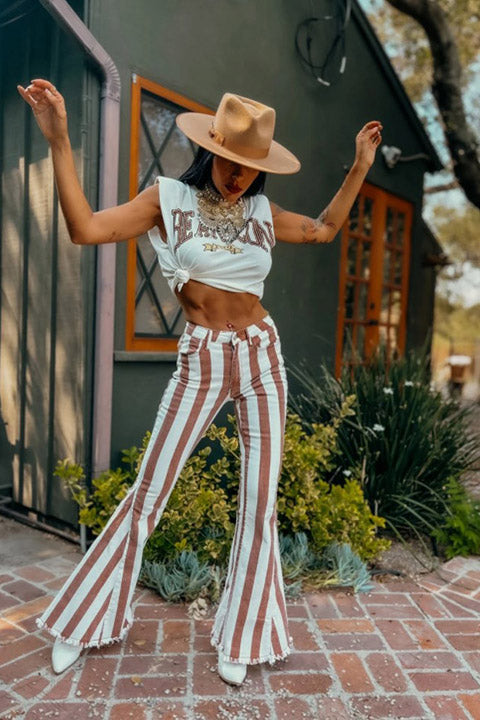 Striped Bellbottom Jean