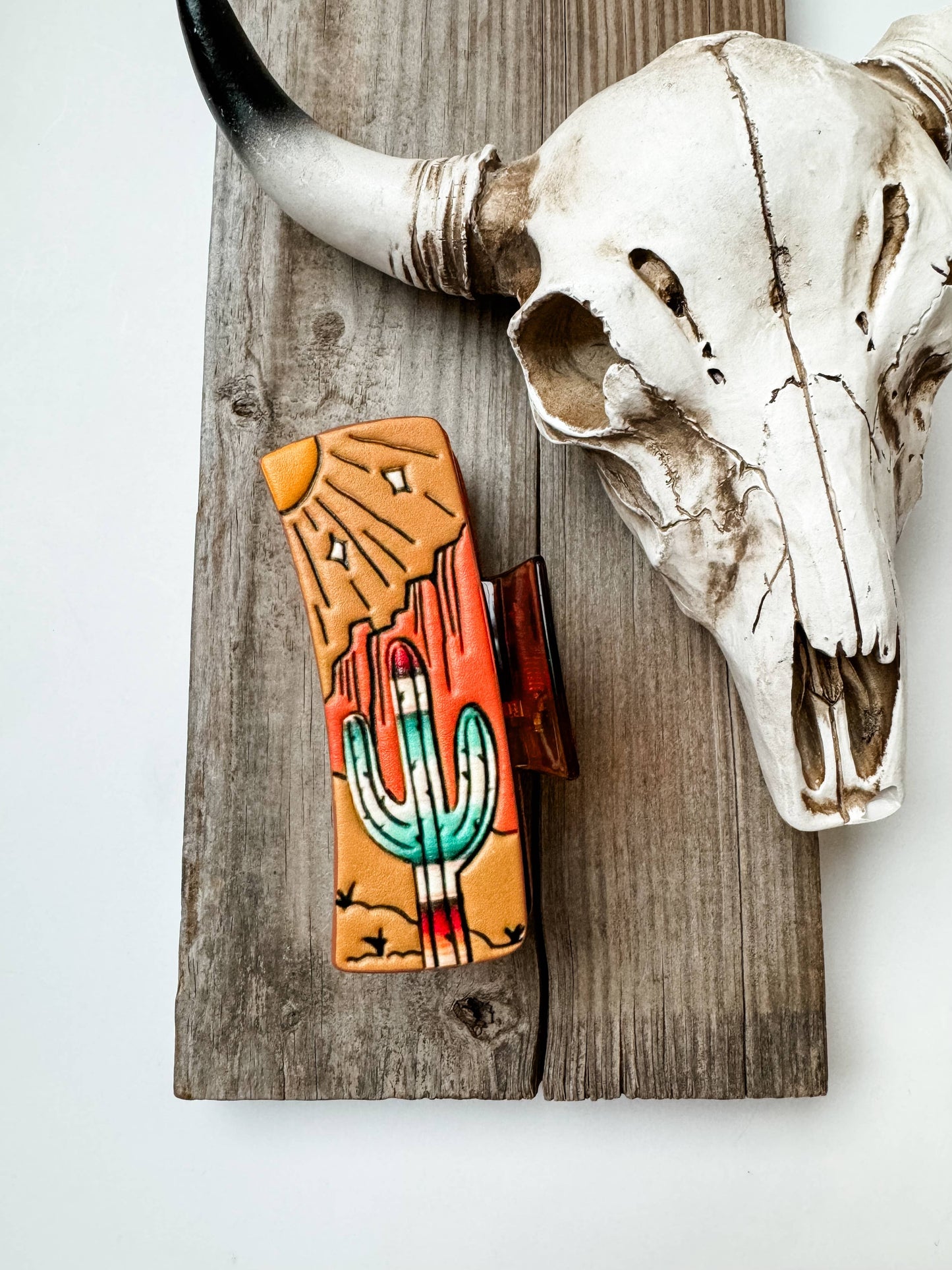 Western Faux Embossed Leather Hair Clip Claw