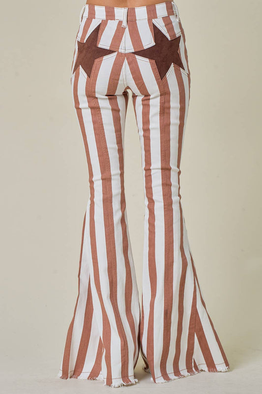 Rust Striped Bellbottom with Suede Star