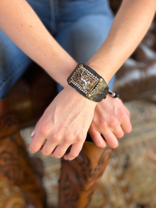 Horse Cantering Western Bracelet Cuff