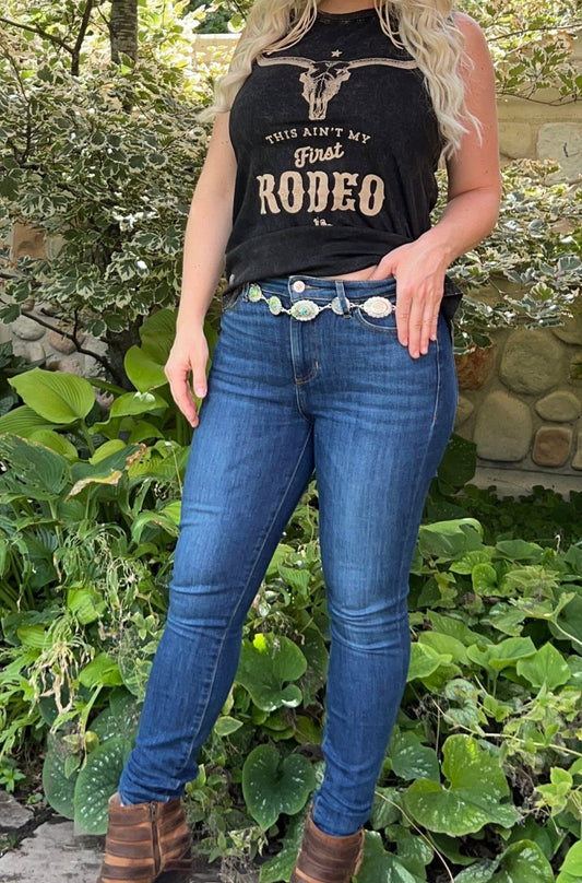 Floral Oval Disc Western Chain Belt