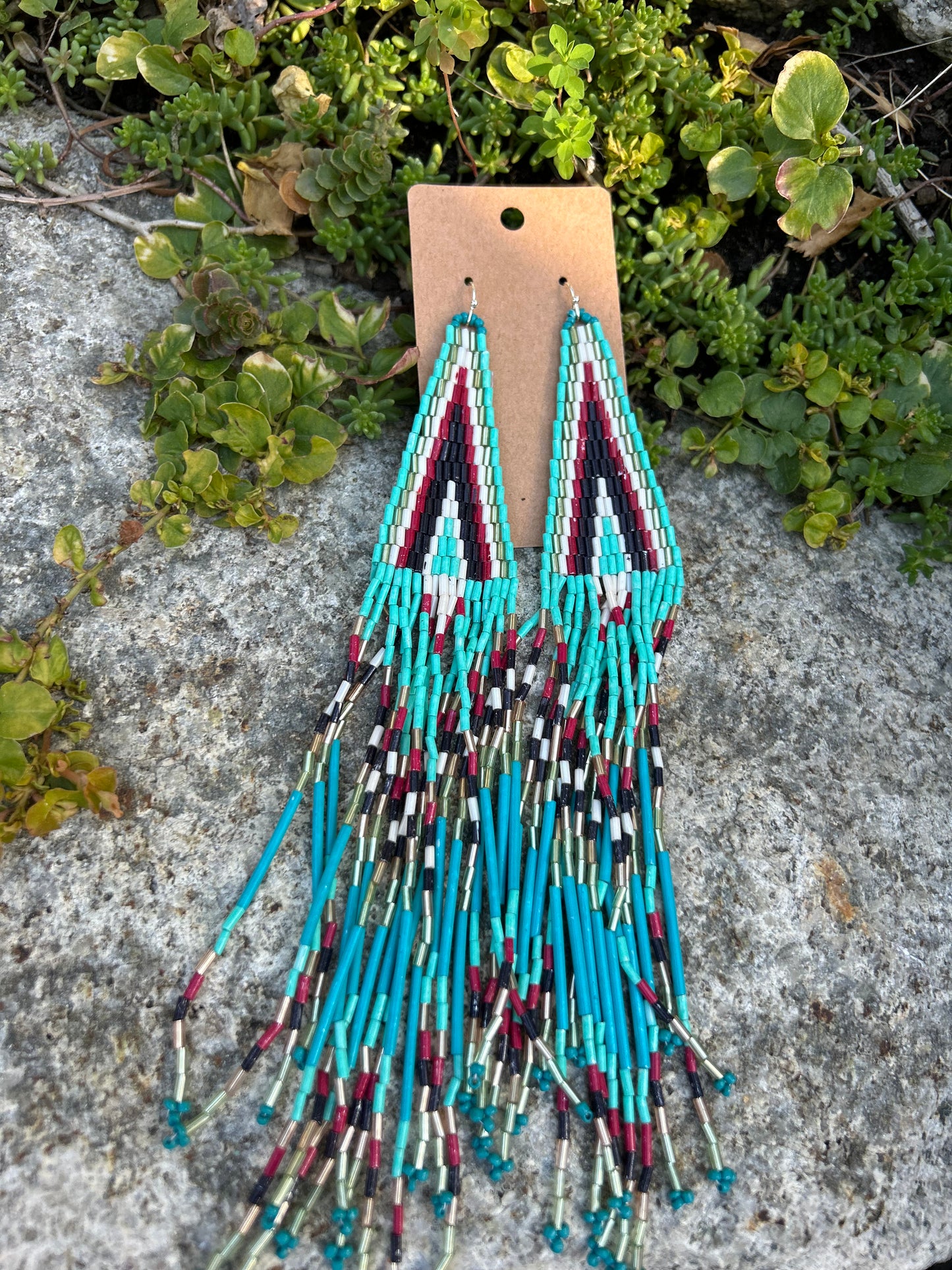 Western Aztec Seed Bead Earrings