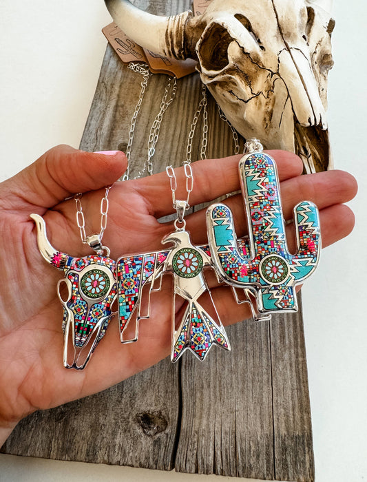 Western Pendant Necklace - Steer | Cactus
