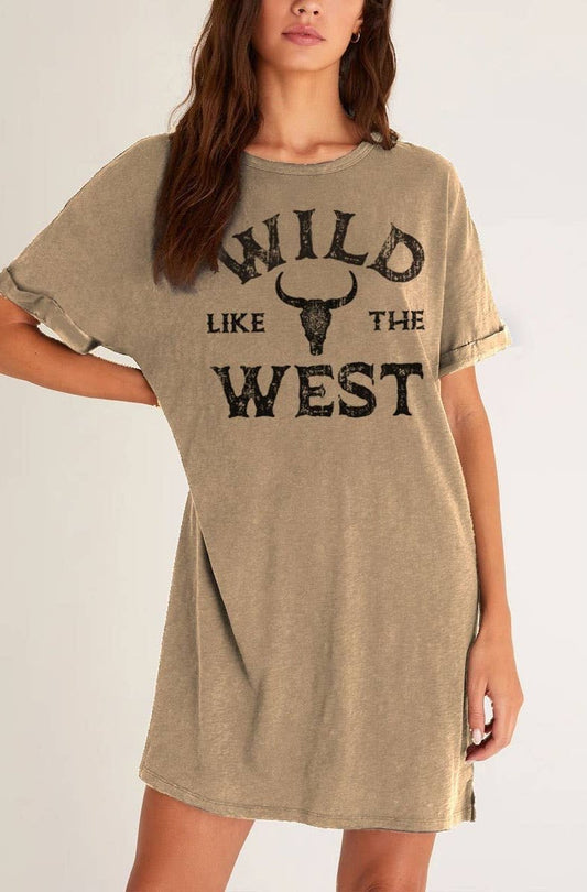 Wild Like the West Cow Skull Graphic Dress
