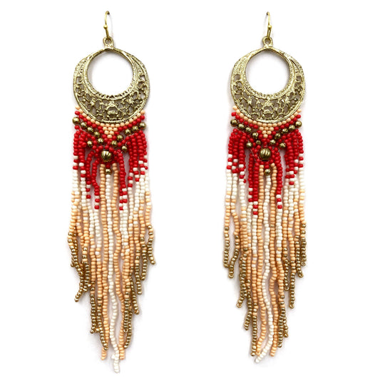 Chandelier Fringe Long Seed Bead Earrings